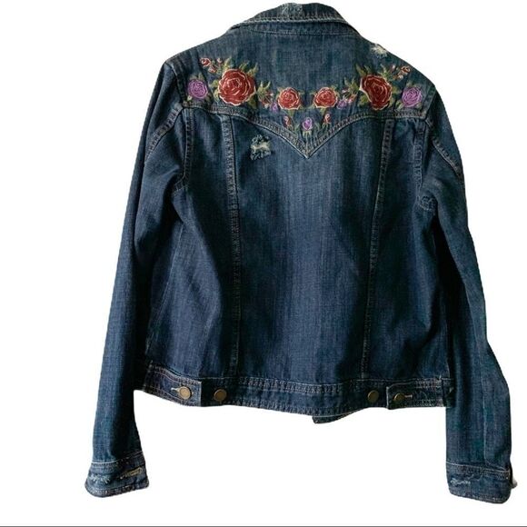 BlankNYC Distressed Floral Denim Jean Jacket - Picture 2 of 3